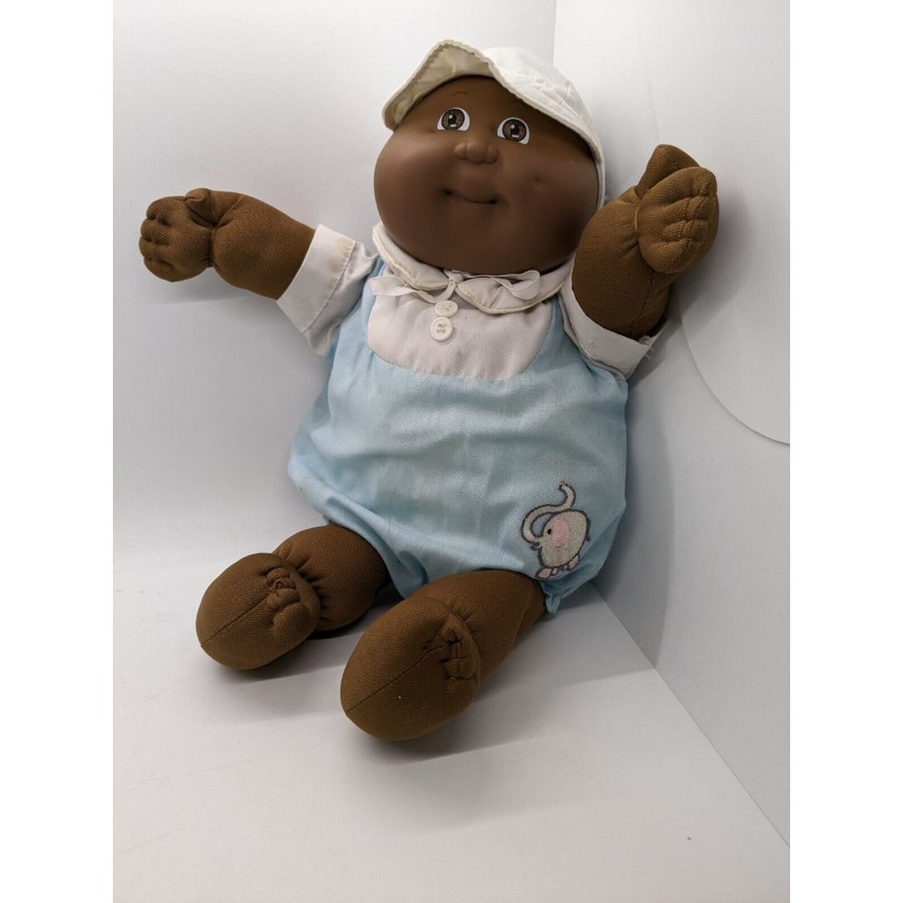 African American Vintage Cabbage Patch Kids Doll Curly Brown Hair Baby Boy 1984